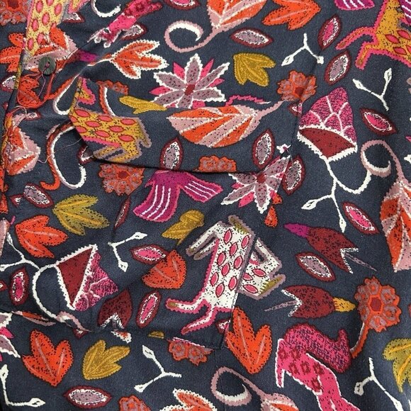 Anthropologie Maeve Primitive Animal Print Nature Artsy Novelty Blouse Size 2 - Picture 8 of 11